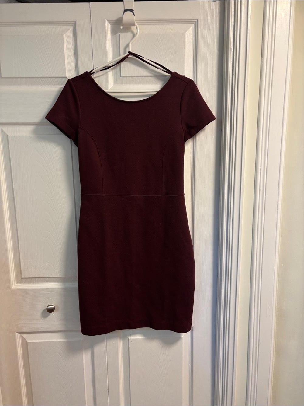 Banana Republic Short-Sleeve Mini Dress in Burgundy